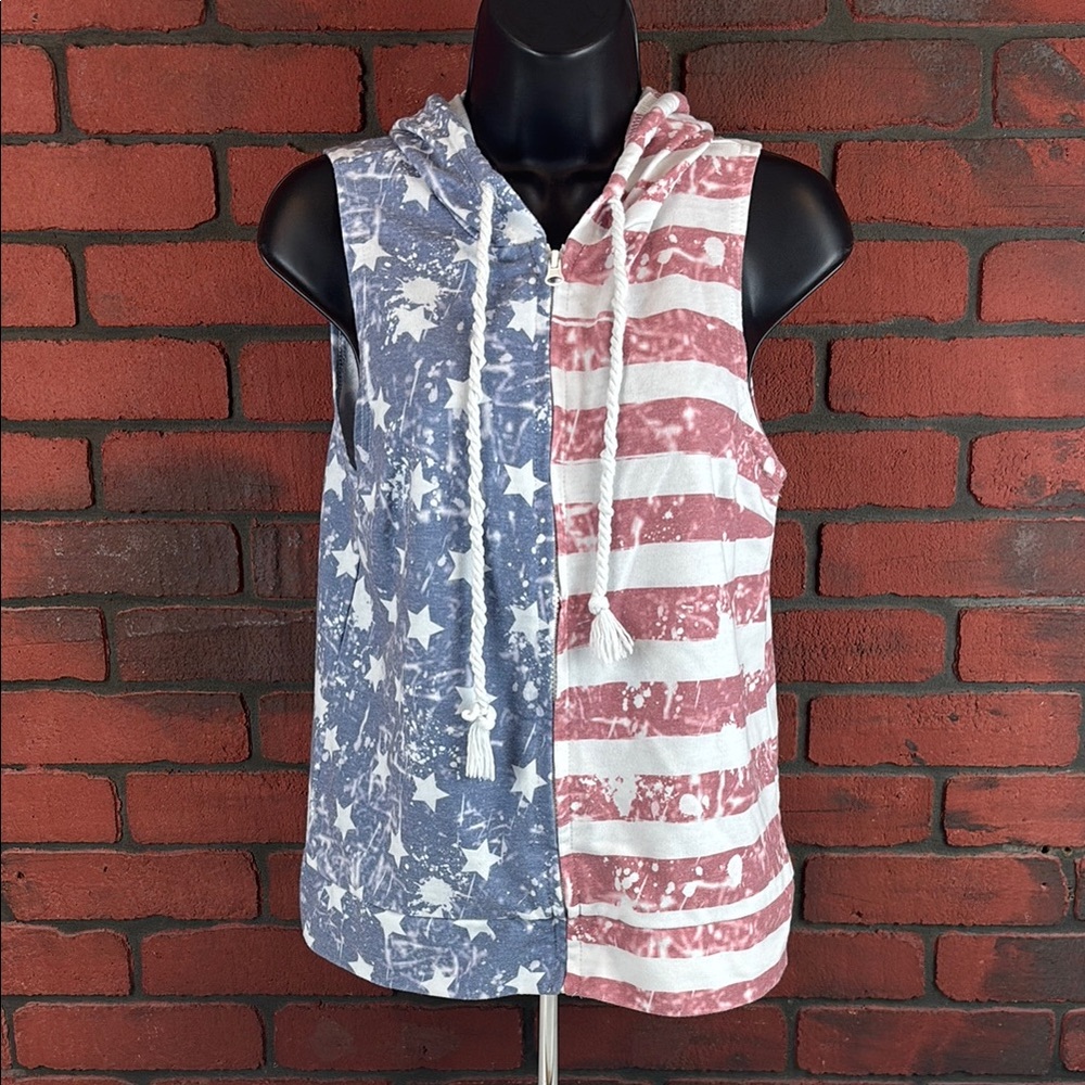 Rue 21 Hoodie Womens Medium Patriotic Star and Stripe